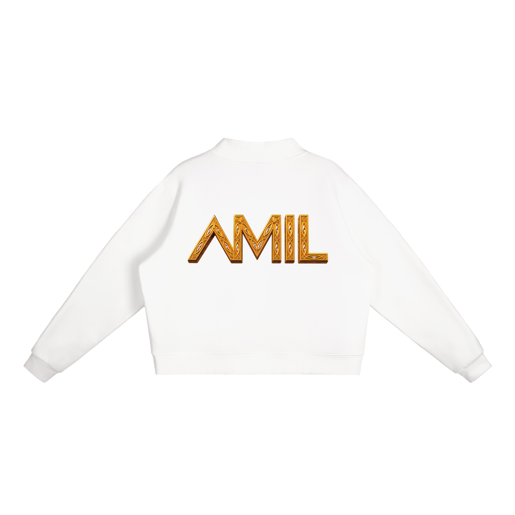 ALL MONEY IS LEGAL EGYPTIAN KING & EMPRESS 350 GSM MOCK-NECK CROPPED FLEECE SWEATSHIRT | WOMEN’S OVERSIZED STREETWEAR