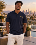 ALL MONEY IS LEGAL HUSTLER HARDER Logo Performance Polo — Moisture-Wicking Athletic Shirt