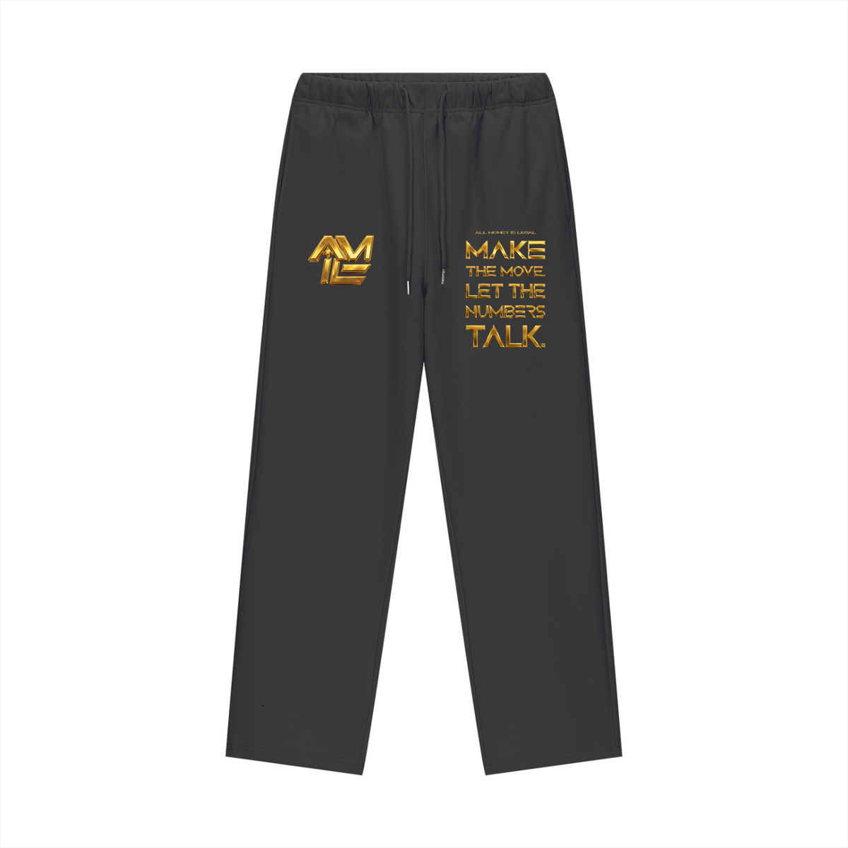 ALL MONEY IS LEGAL Let The Numbers Talk 460 GSM Heavyweight Fleece Straight-Leg Pants