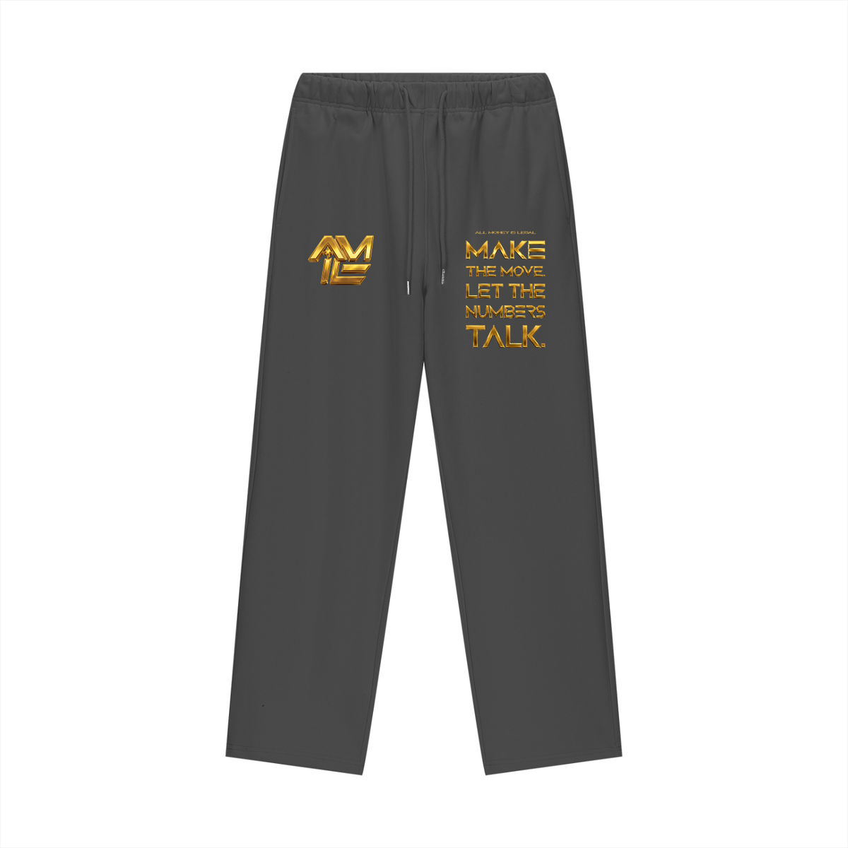 ALL MONEY IS LEGAL Let The Numbers Talk 460 GSM Heavyweight Fleece Straight-Leg Pants