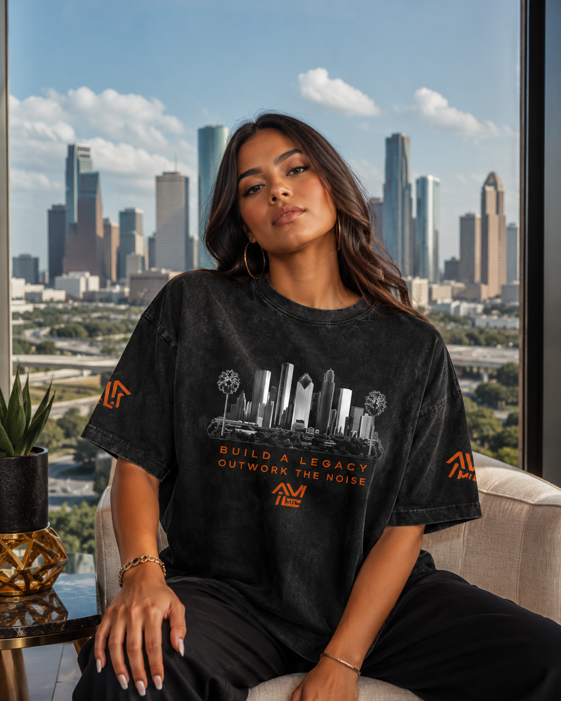 BUILD A LEGACY Snow Washed Oversized Cotton T-Shirt
