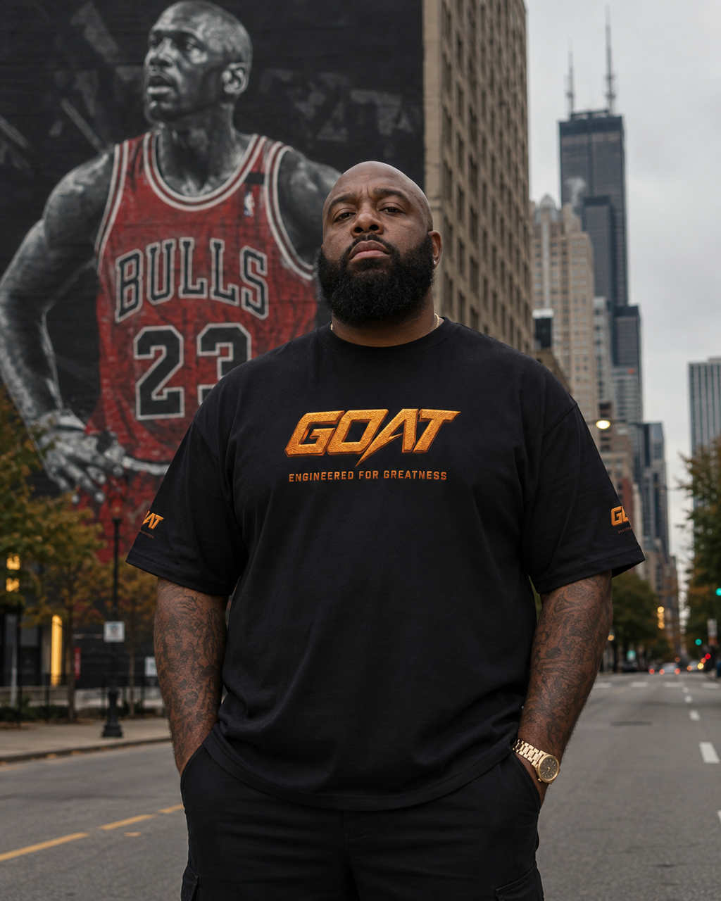 GOAT Society Engineered for Greatness Oversized Cotton T-Shirt
