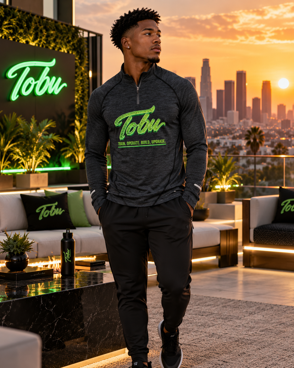TOBU SILENT MOVES LOUD RESULTS MEN'S QUARTER-ZIP RAGLAN TRAINING SHIRT | 220 GSM PERFORMANCE APPAREL