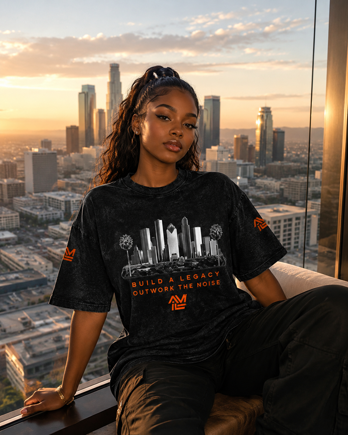 BUILD A LEGACY Snow Washed Oversized Cotton T-Shirt