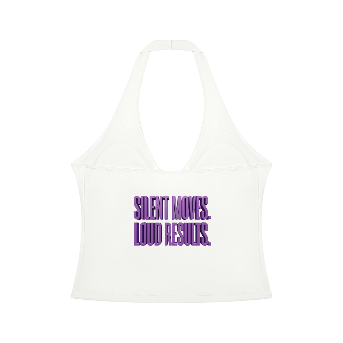 TOBU Silent Moves Loud Results Women’s Fitted Ruched Halter Yoga Tank Top – 220 GSM