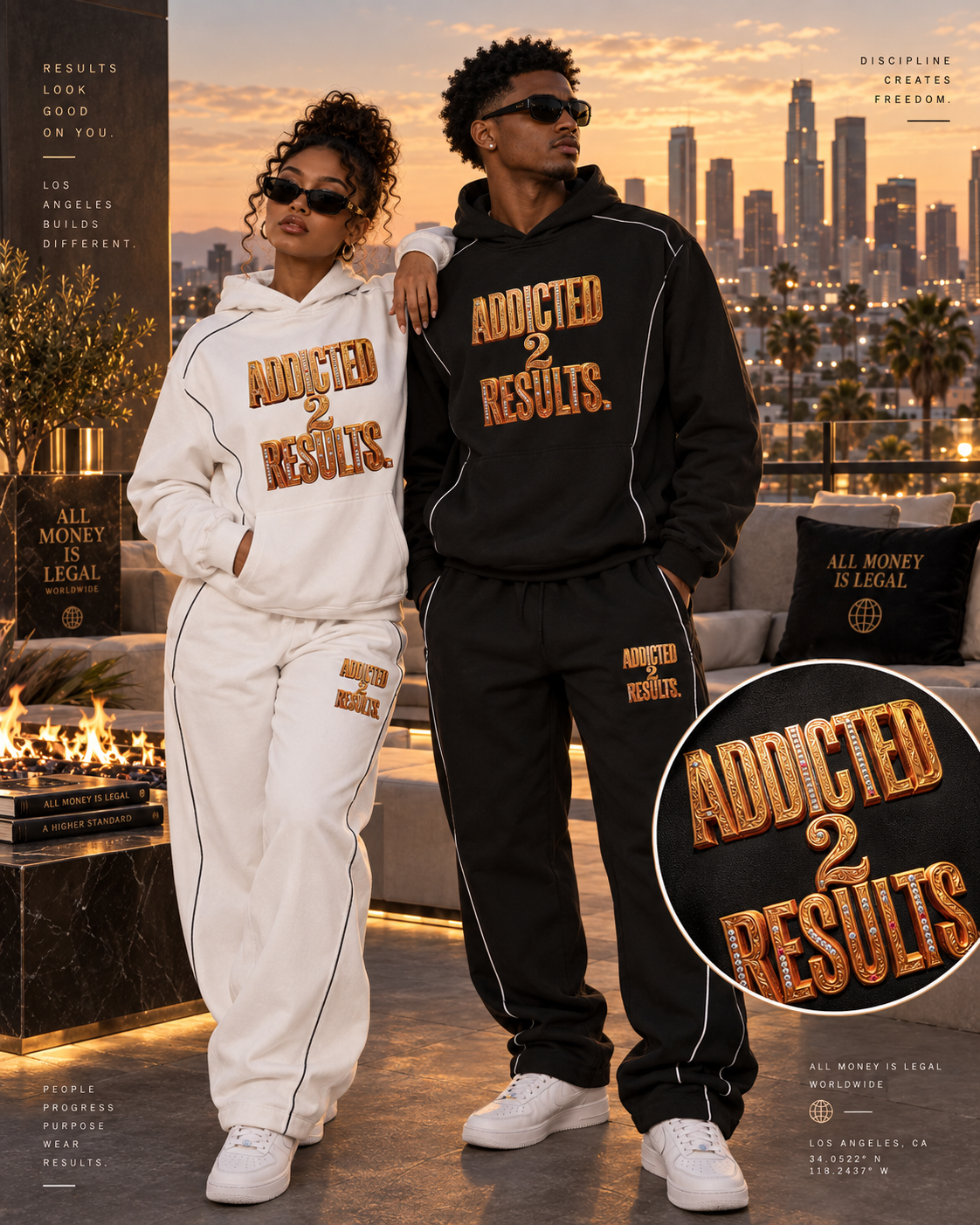 ADDICTED 2 RESULTS 345 GSM OVERSIZED PIPING FLEECE HOODIE | UNISEX PREMIUM LIFESTYLE CLOTHING