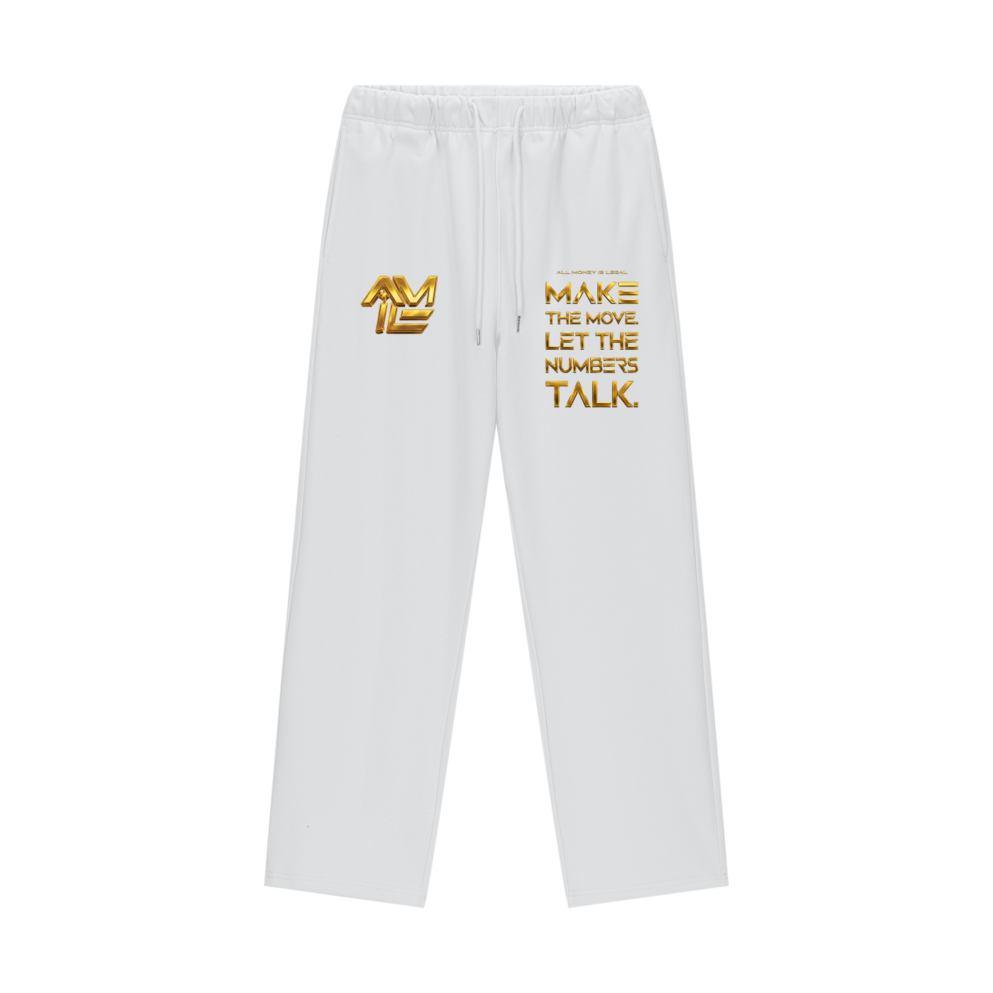 ALL MONEY IS LEGAL Let The Numbers Talk 460 GSM Heavyweight Fleece Straight-Leg Pants
