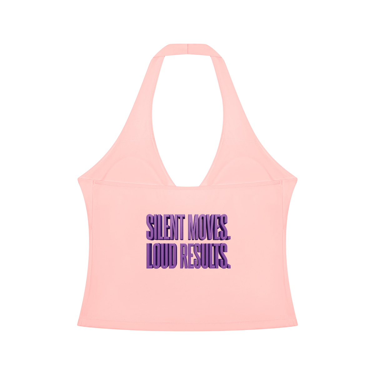 TOBU Silent Moves Loud Results Women’s Fitted Ruched Halter Yoga Tank Top – 220 GSM