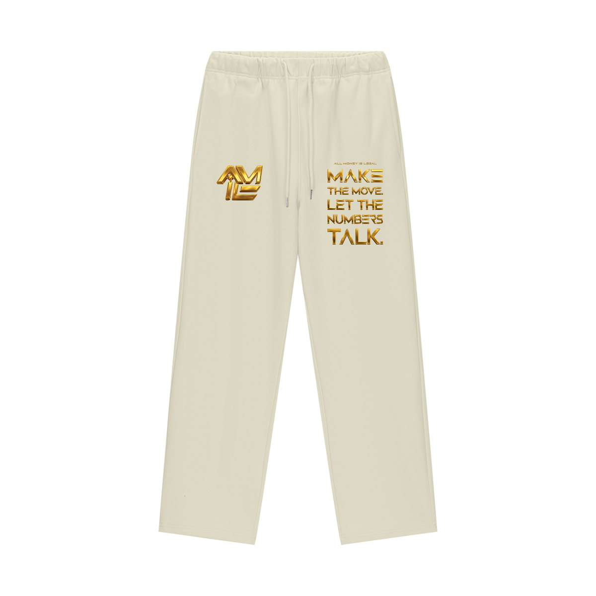 ALL MONEY IS LEGAL Let The Numbers Talk 460 GSM Heavyweight Fleece Straight-Leg Pants