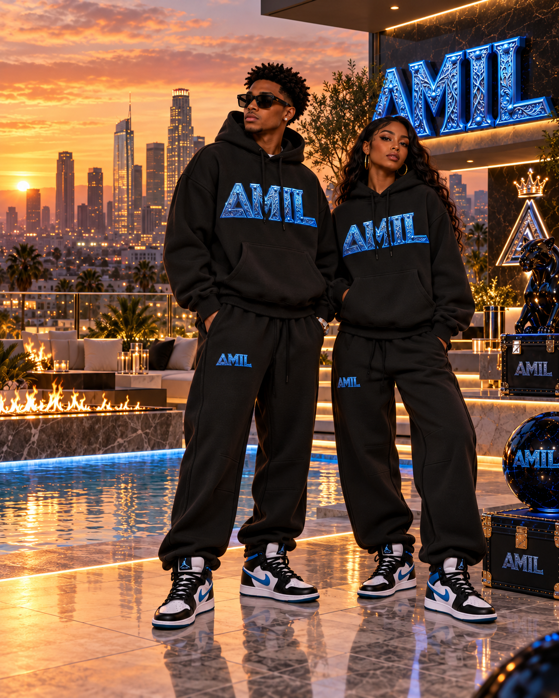 AMIL HEAVY MOTION Vintage Wash Barrel Leg Fleece Pants
