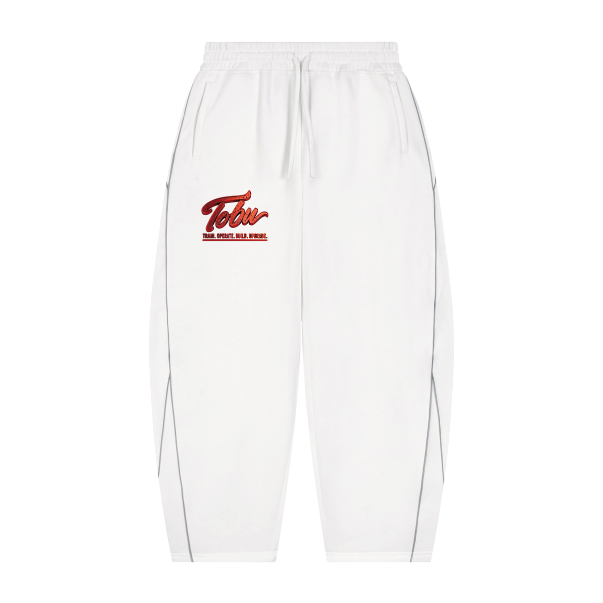TOBU ME VERSUS ME COLLECTION UNISEX 345 GSM PIPING FLEECE BARREL LEG SWEATPANTS | PREMIUM HEAVYWEIGHT FIT