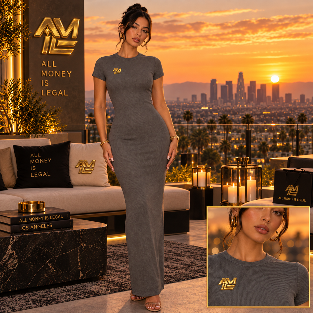 SASHA FIERCE SLIM FIT RIBBED MAXI DRESS | ALL MONEY IS LEGAL