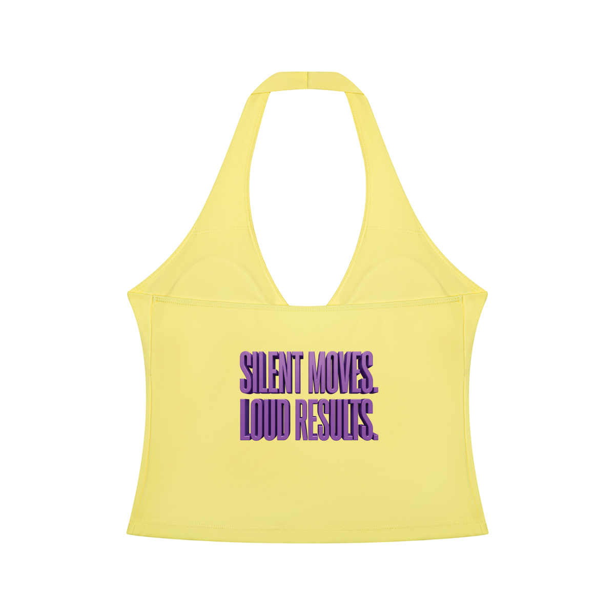 TOBU Silent Moves Loud Results Women’s Fitted Ruched Halter Yoga Tank Top – 220 GSM