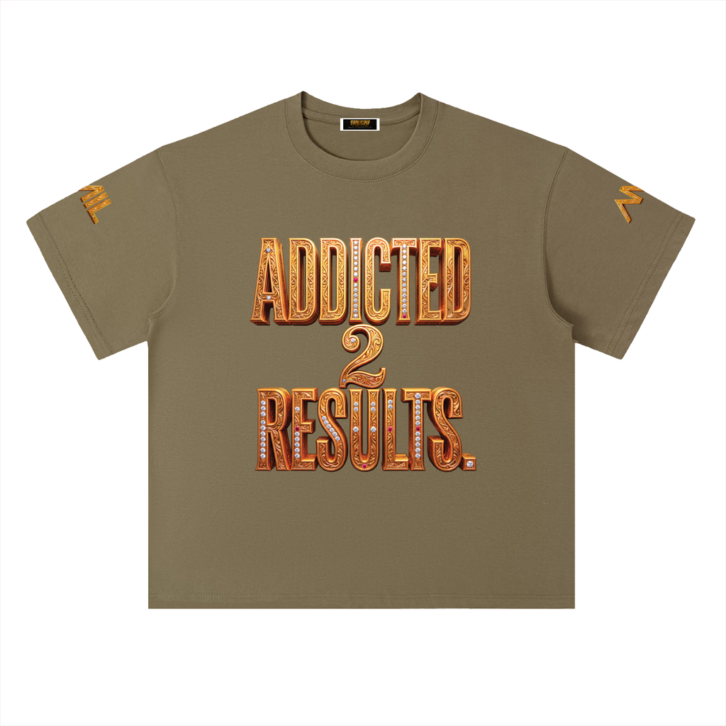ADDICTED 2 RESULTS 300 GSM HEAVYWEIGHT COTTON T-SHIRT | UNISEX OVERSIZED PREMIUM LIFESTYLE TEE