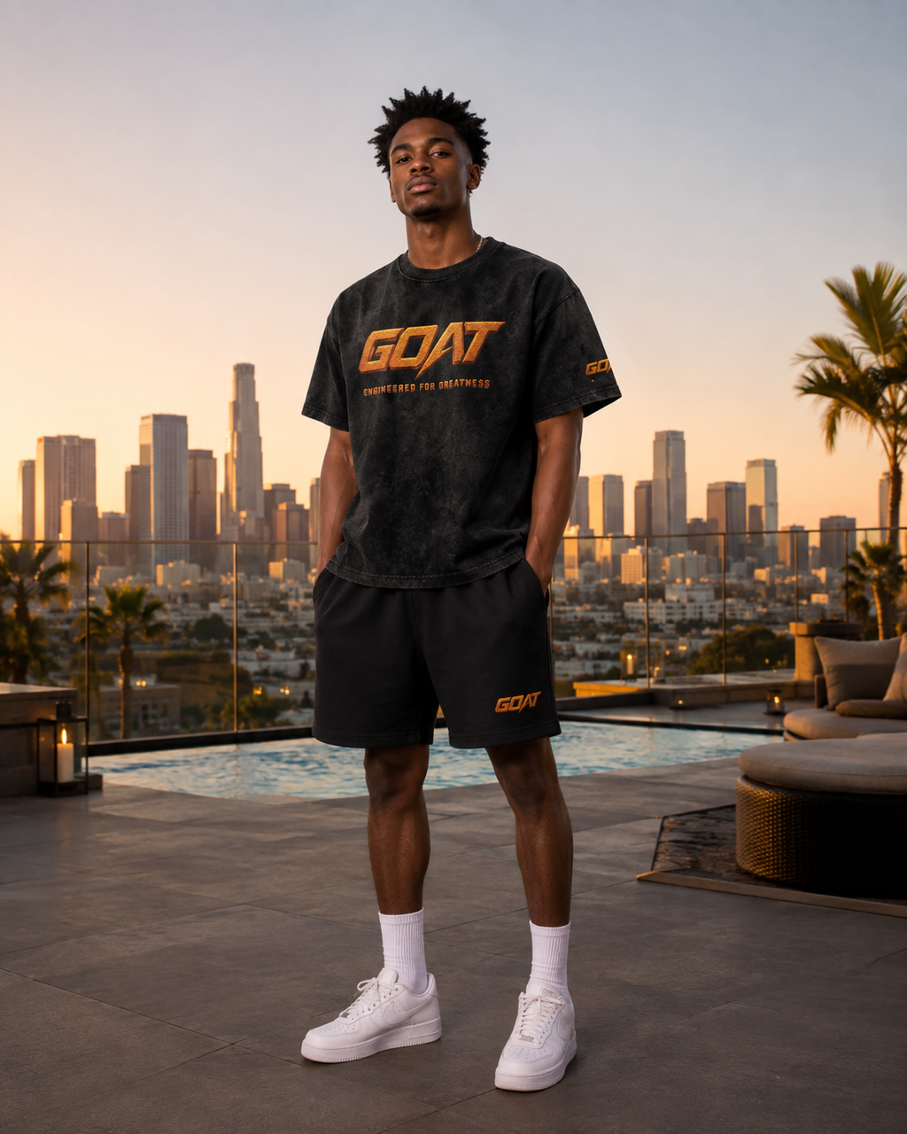 GOAT SOCIETY Engineered for Greatness Premium Snow-Washed Oversized T-Shirt
