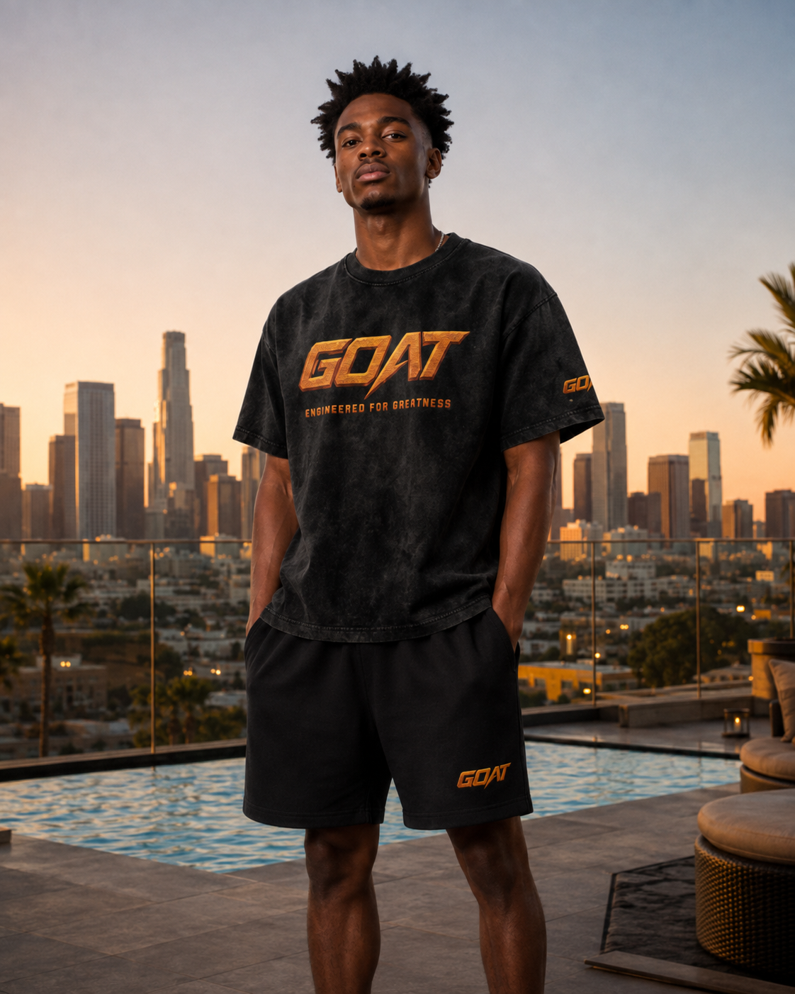 GOAT SOCIETY Engineered for Greatness Premium Snow-Washed Oversized T-Shirt